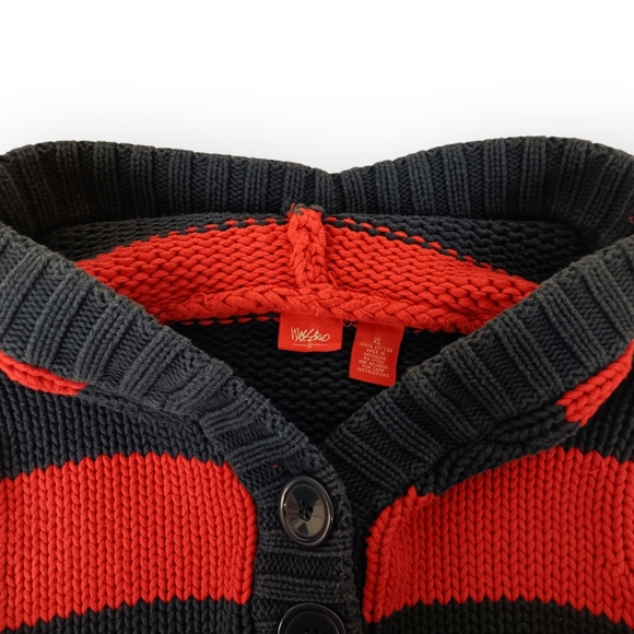 Vintage Y2k Mossimo Chunky Knit Red and Blue Hooded Cardigan - XL - Picture 3 of 3